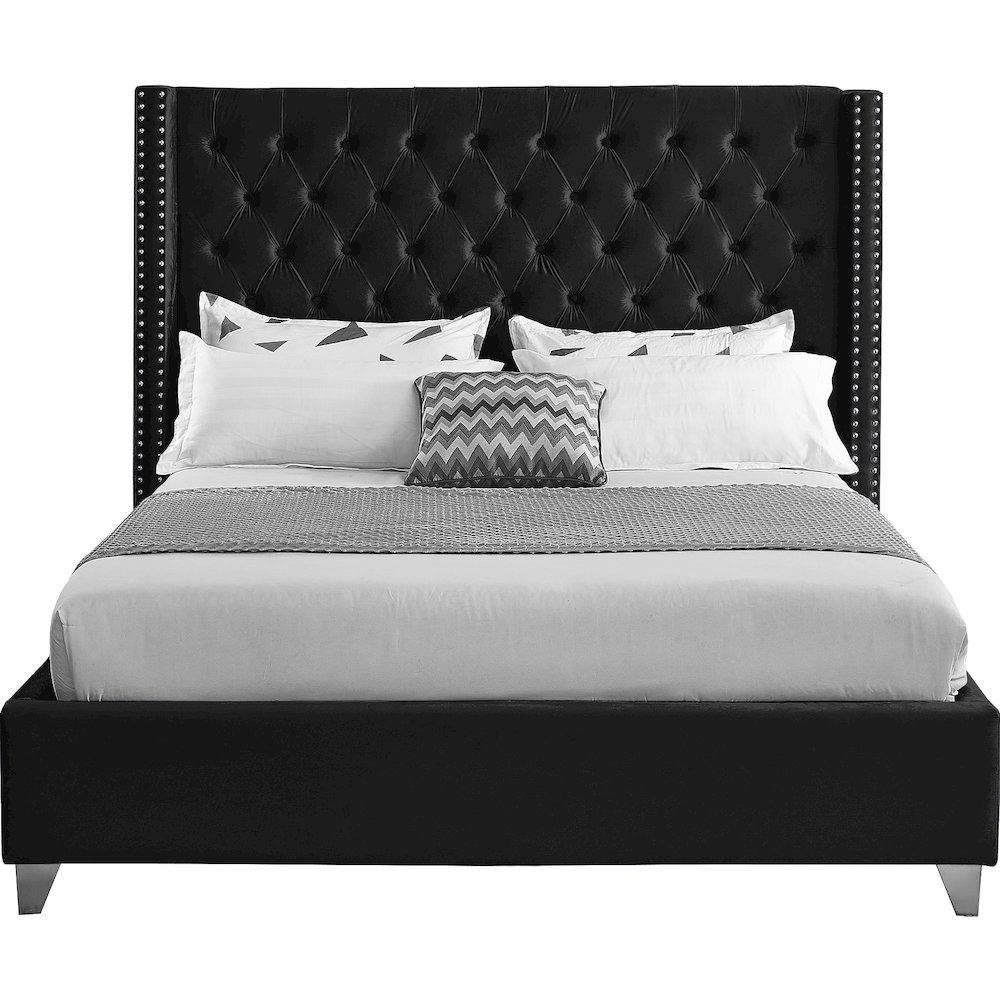 Aiden Black Velvet Full Bed. Picture 2