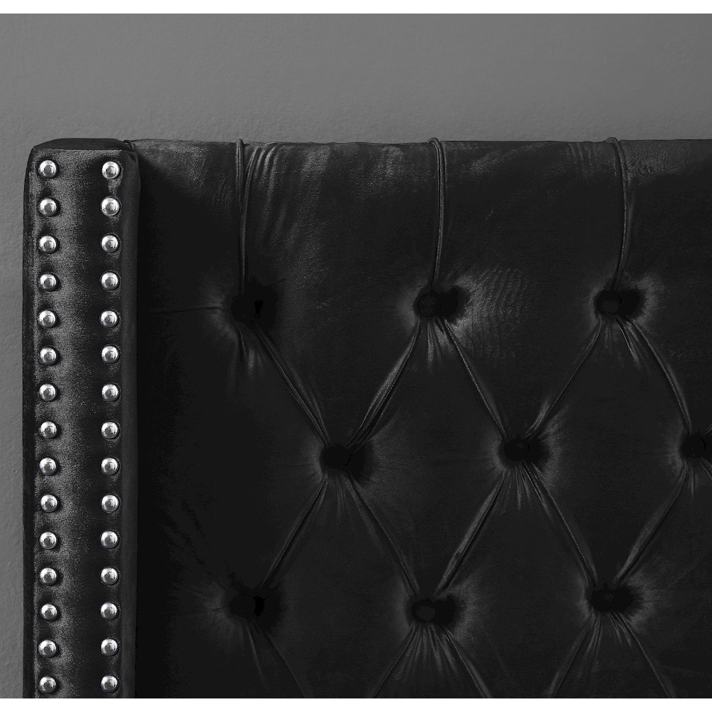 Aiden Black Velvet Full Bed. Picture 6