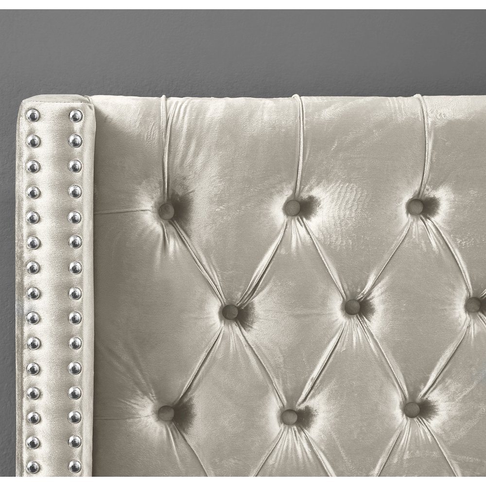 Aiden Cream Velvet Full Bed. Picture 6