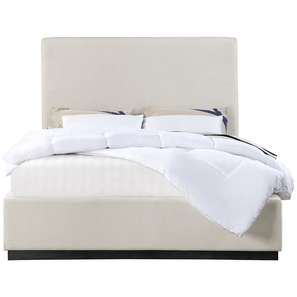 Alfie Beige Linen Textured Fabric Full Bed. Picture 2