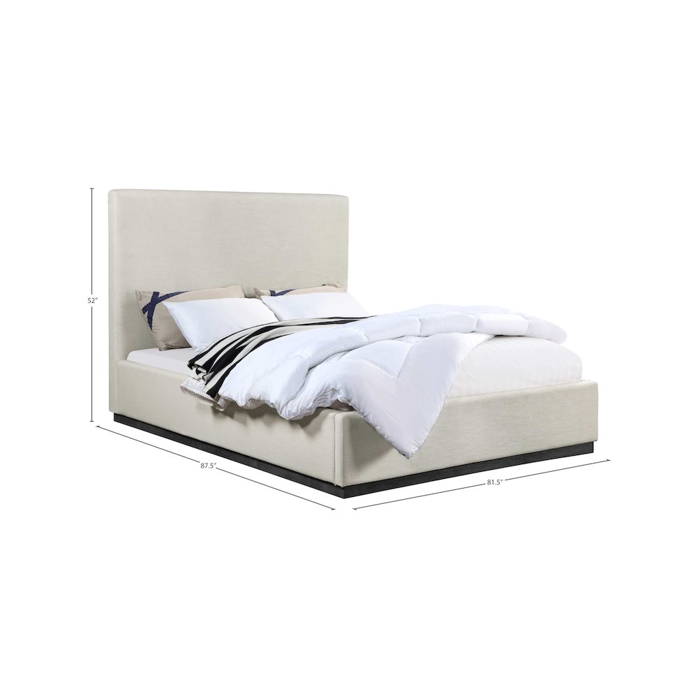 Alfie Beige Linen Textured Fabric King Bed. Picture 7