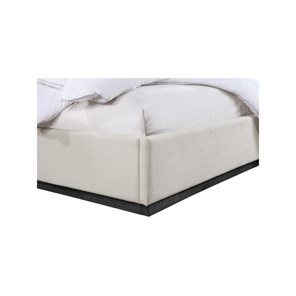 Alfie Beige Linen Textured Fabric King Bed. Picture 5