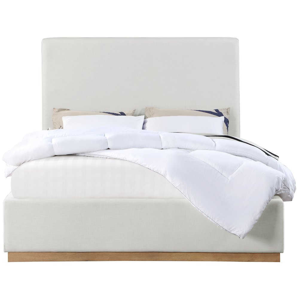Alfie Cream Linen Textured Fabric Full Bed. Picture 2