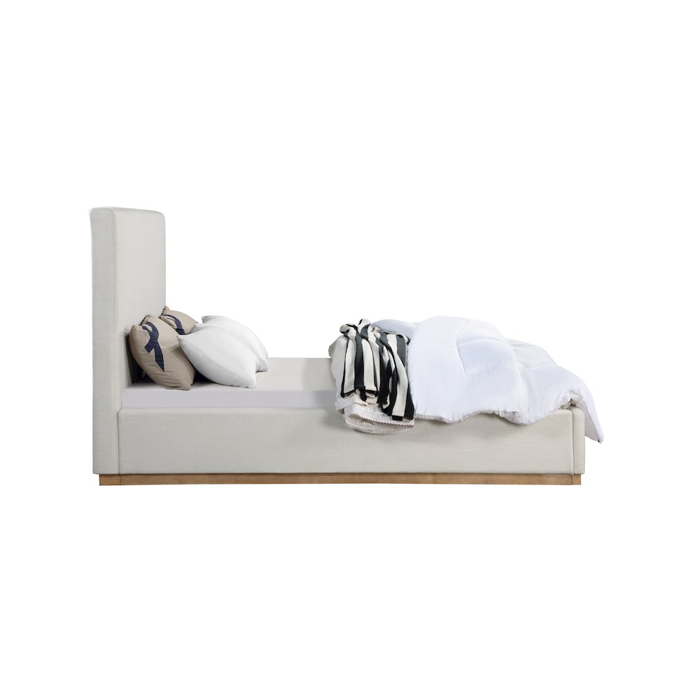 Alfie Cream Linen Textured Fabric Full Bed. Picture 3
