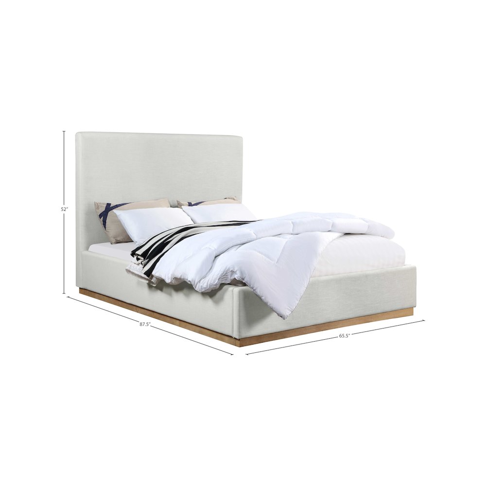 Alfie Cream Linen Textured Fabric Queen Bed. Picture 7