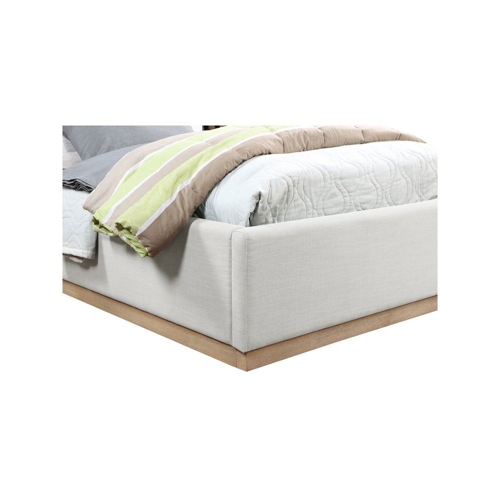 Alfie Cream Linen Textured Fabric Twin Bed. Picture 5