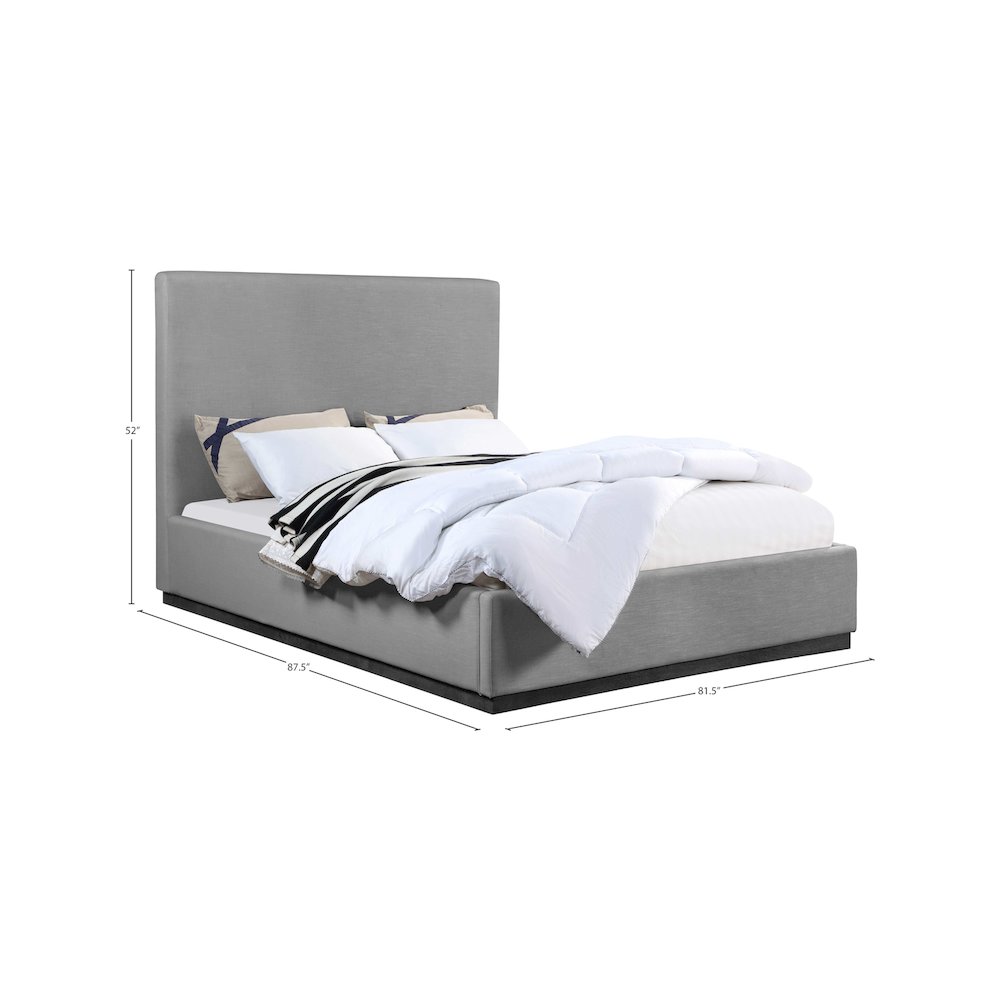 Alfie Grey Linen Textured Fabric King Bed. Picture 7