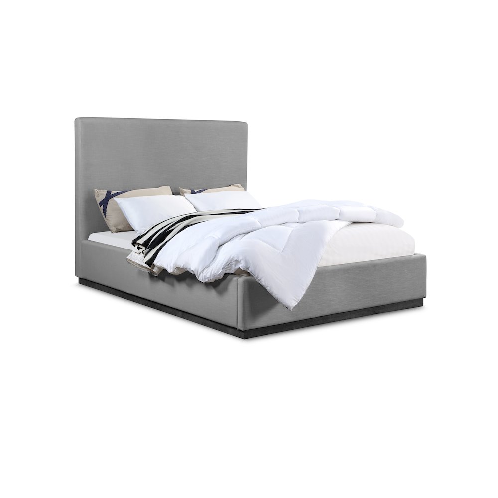Alfie Grey Linen Textured Fabric King Bed. Picture 1