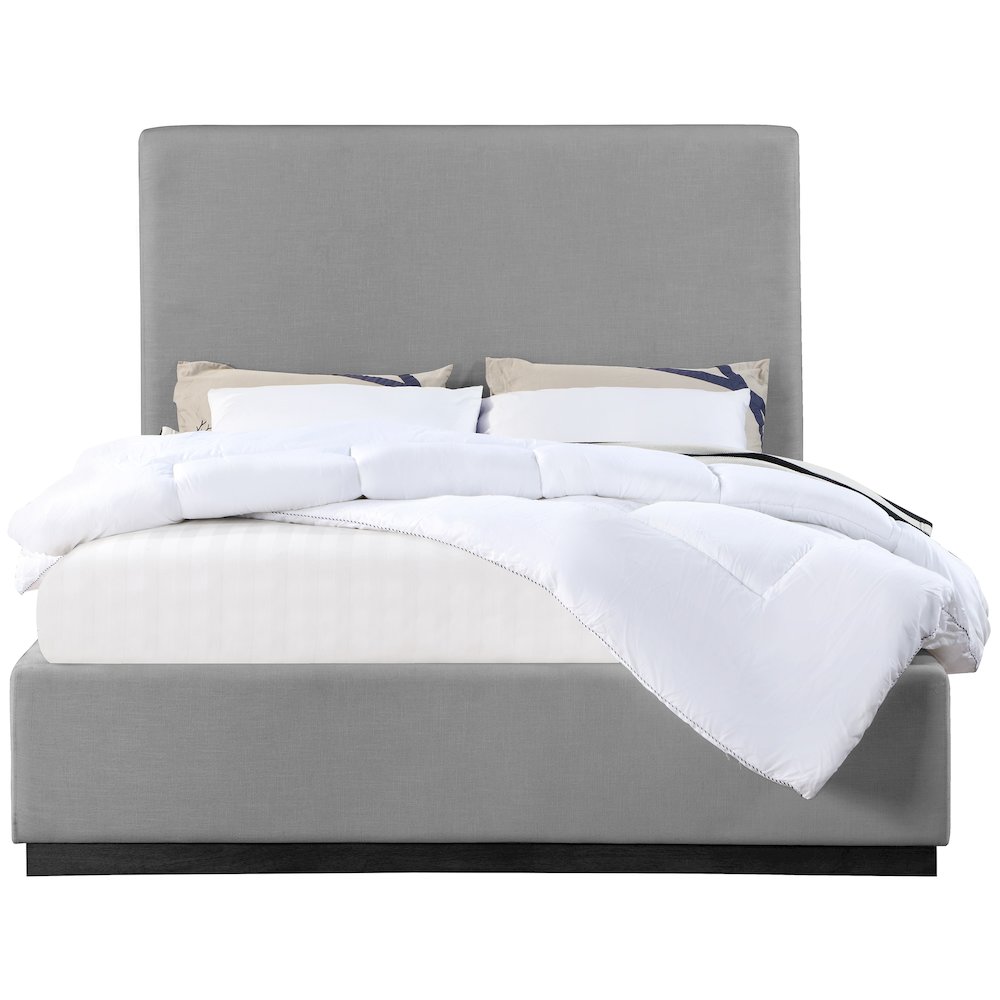 Alfie Grey Linen Textured Fabric King Bed. Picture 2