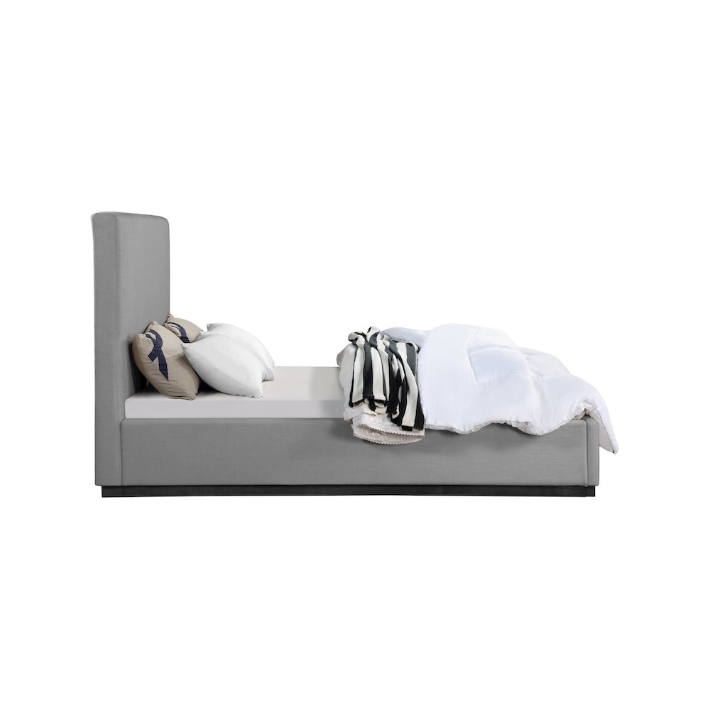 Alfie Grey Linen Textured Fabric King Bed. Picture 3