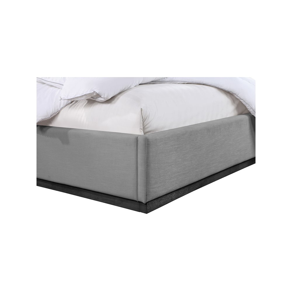 Alfie Grey Linen Textured Fabric King Bed. Picture 5