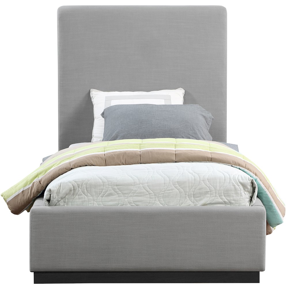 Alfie Grey Linen Textured Fabric Twin Bed. Picture 2