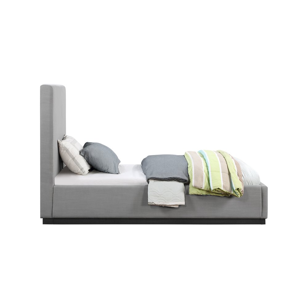 Alfie Grey Linen Textured Fabric Twin Bed. Picture 3