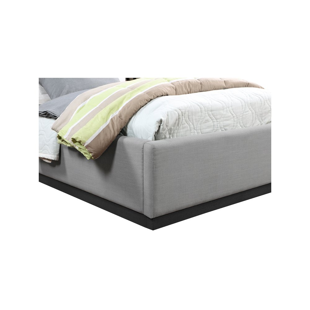 Alfie Grey Linen Textured Fabric Twin Bed. Picture 5