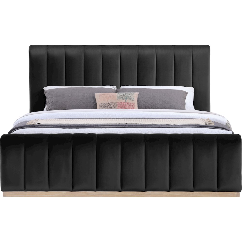 Amara Black Velvet Upholstered King Bed. Picture 2