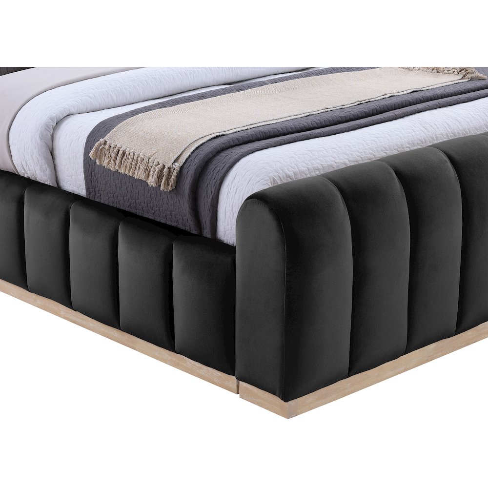 Amara Black Velvet Upholstered King Bed. Picture 4
