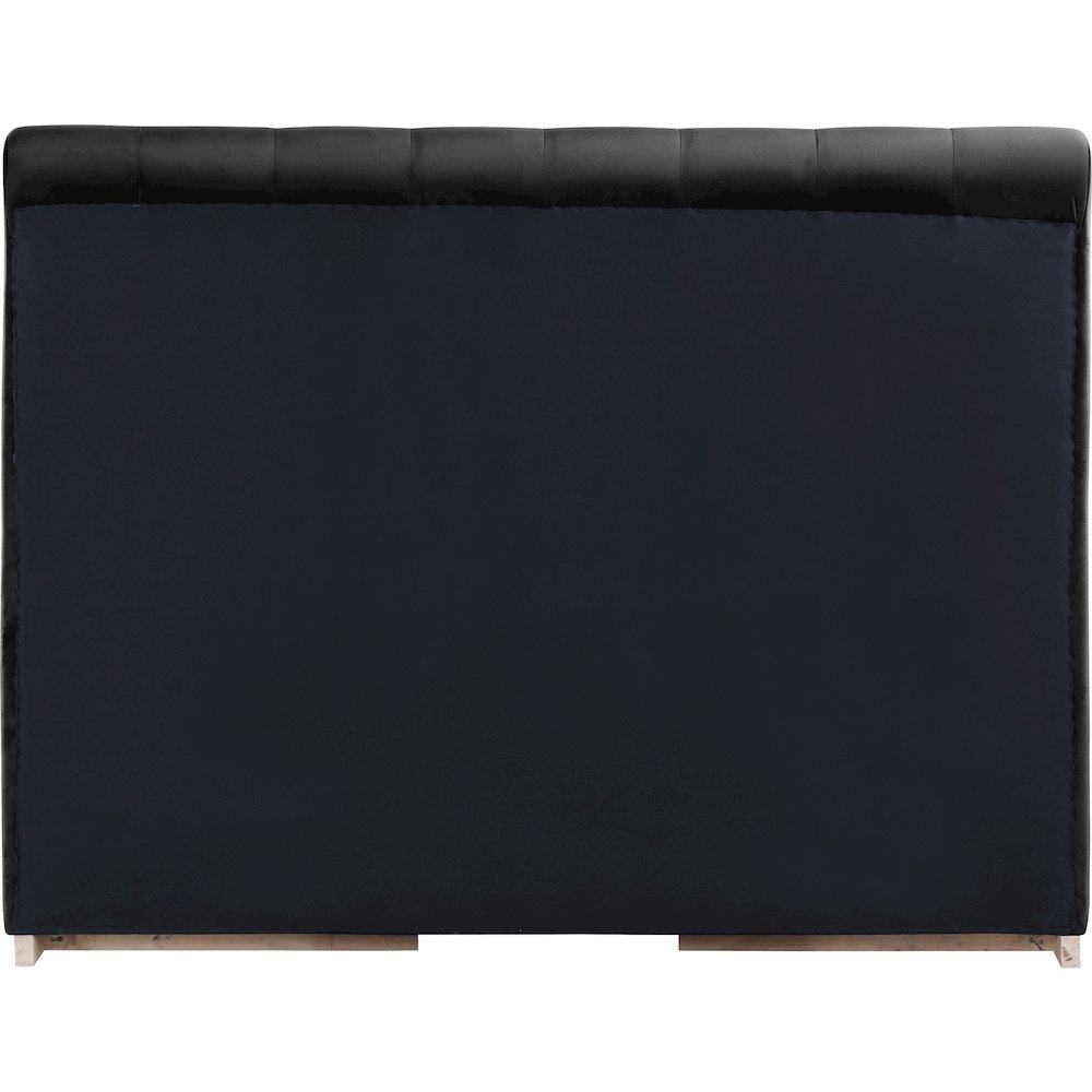 Amara Black Velvet Upholstered Queen Bed. Picture 3
