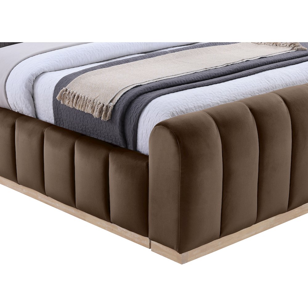 Amara Brown Velvet Upholstered King Bed. Picture 4