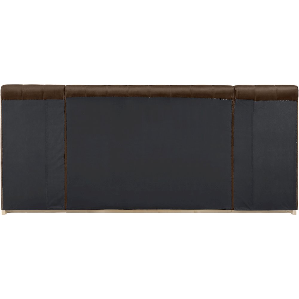 Amara Brown Velvet Upholstered Queen Bed. Picture 3