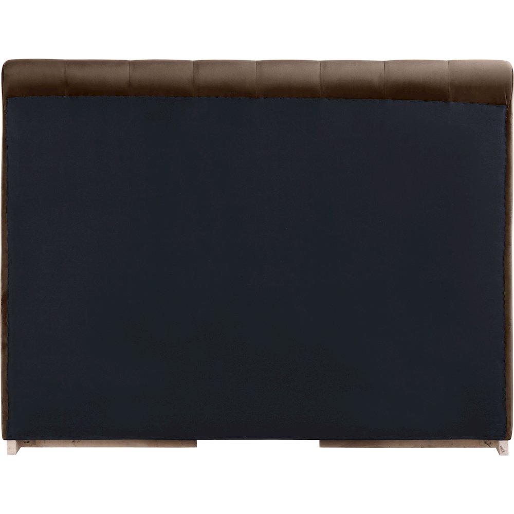 Amara Brown Velvet Upholstered Queen Bed. Picture 3