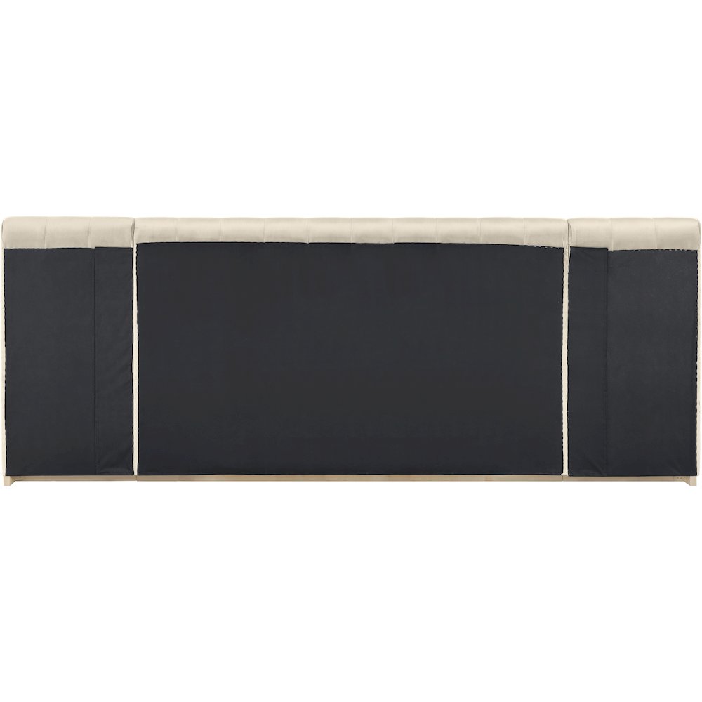 Amara Cream Velvet Upholstered King Bed. Picture 3