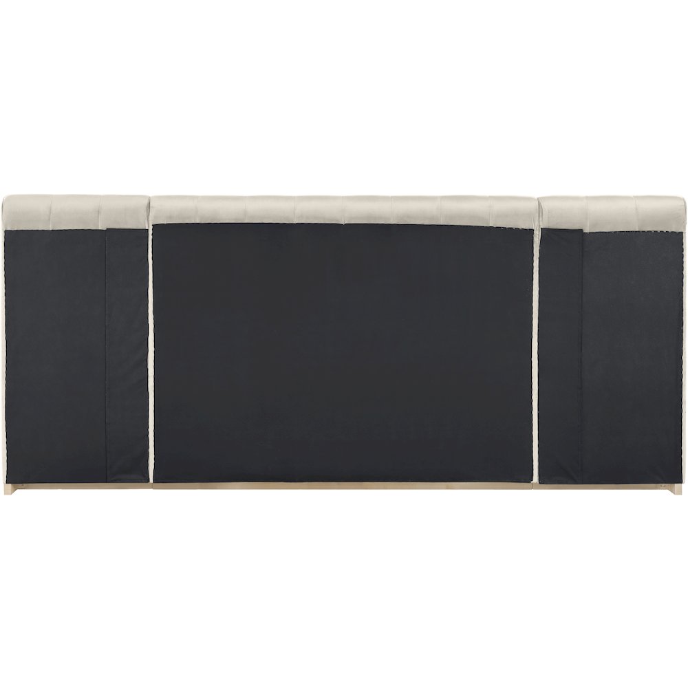 Amara Cream Velvet Upholstered Queen Bed. Picture 3