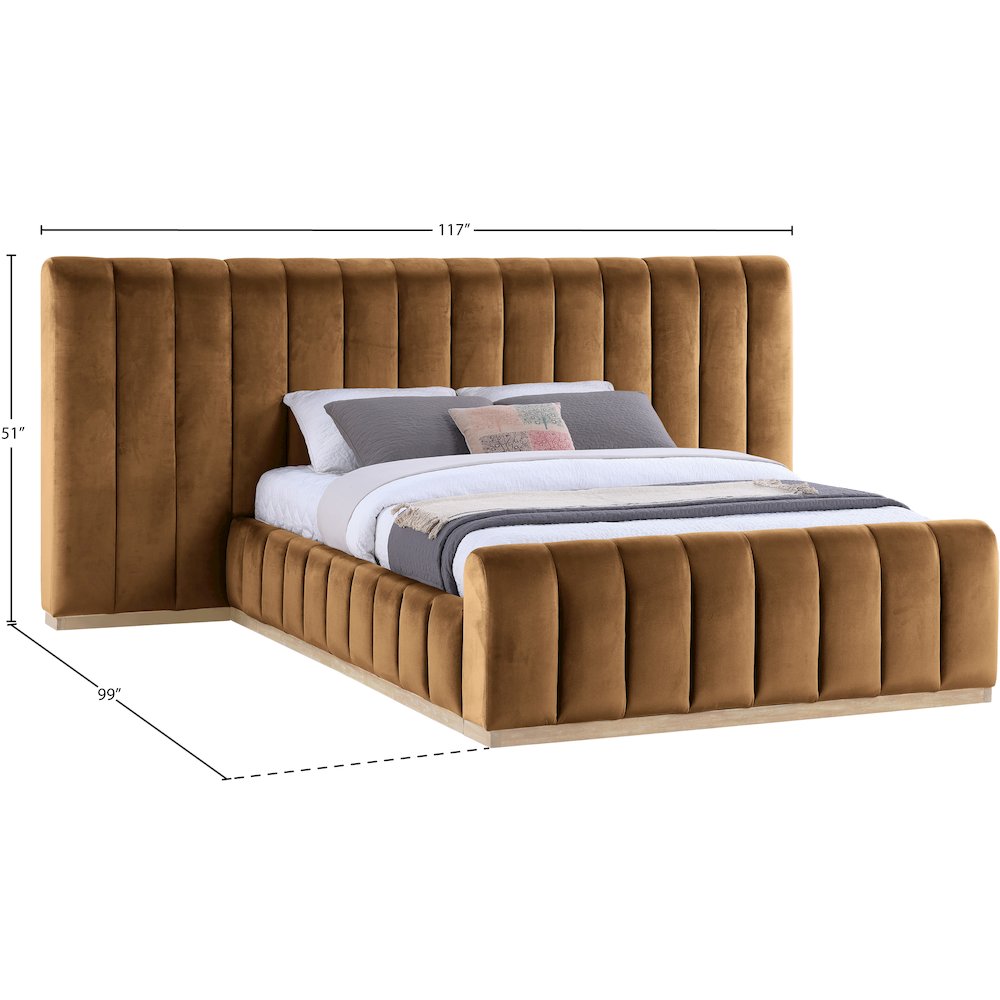 Amara Saddle Velvet Upholstered Queen Bed. Picture 9