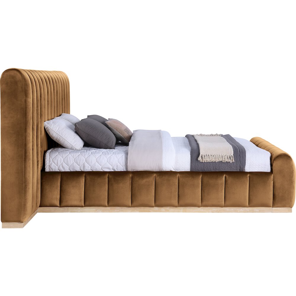 Amara Saddle Velvet Upholstered Queen Bed. Picture 8