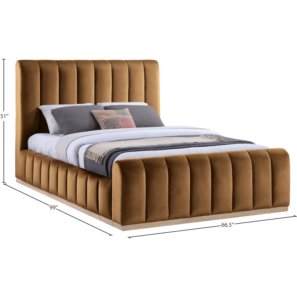 Amara Saddle Velvet Upholstered Queen Bed. Picture 9