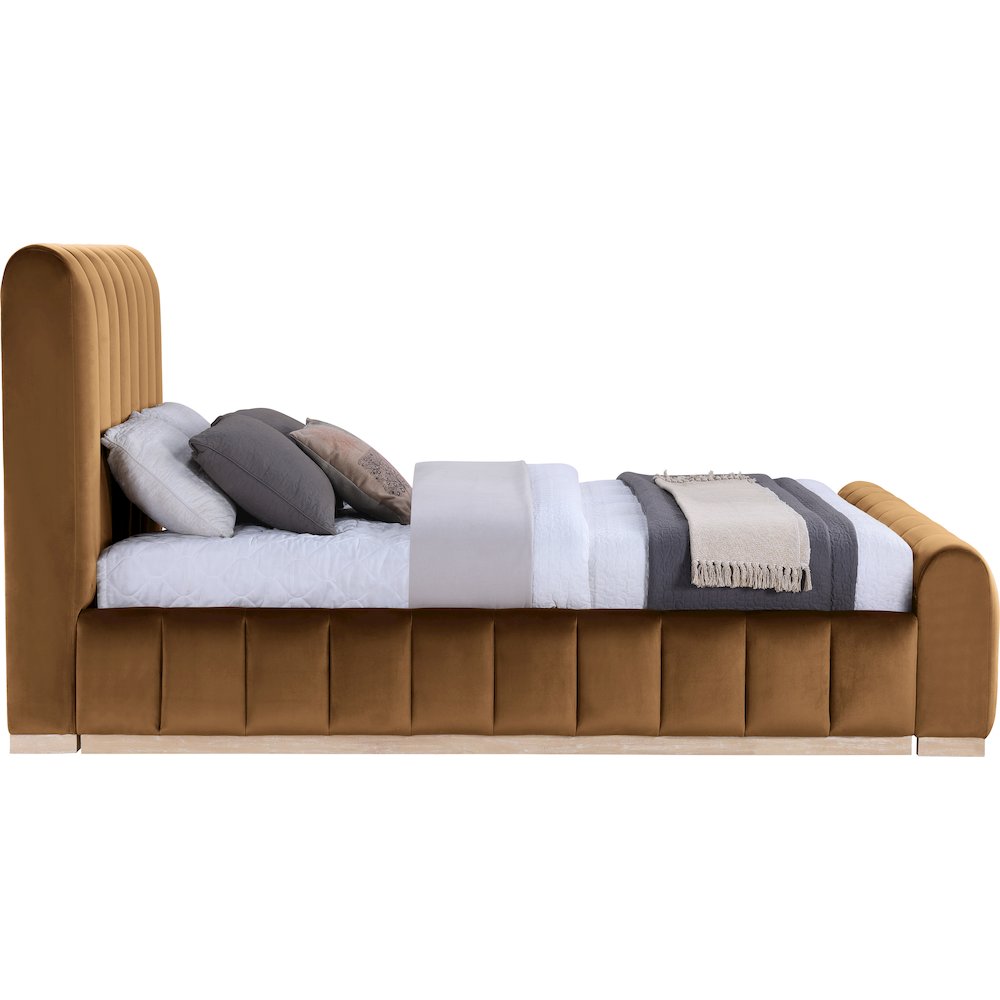 Amara Saddle Velvet Upholstered Queen Bed. Picture 8