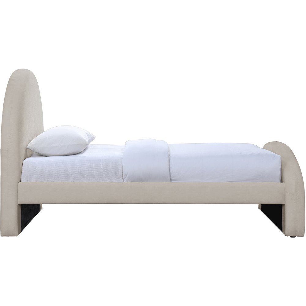Andaz Beige Chenille Fabric Upholstered Twin Bed. Picture 8