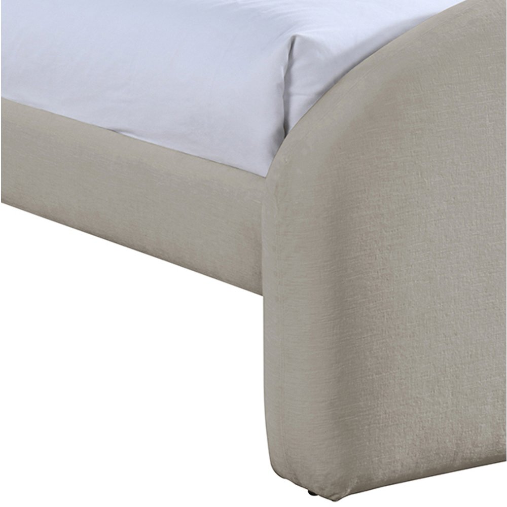 Andaz Beige Chenille Fabric Upholstered Twin Bed. Picture 4
