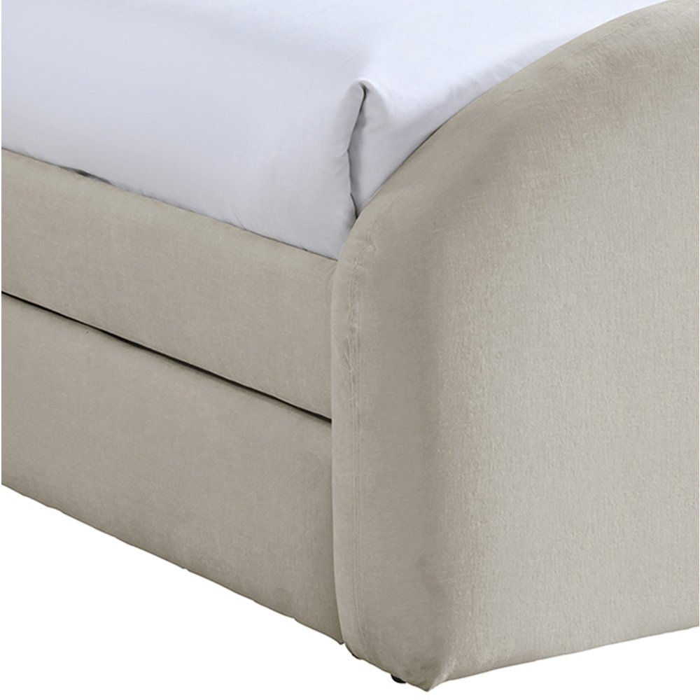 Andaz Beige Chenille Fabric Upholstered Twin Trundle Bed. Picture 4