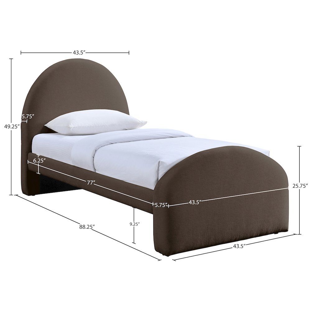 Andaz Brown Chenille Fabric Upholstered Twin Bed. Picture 9