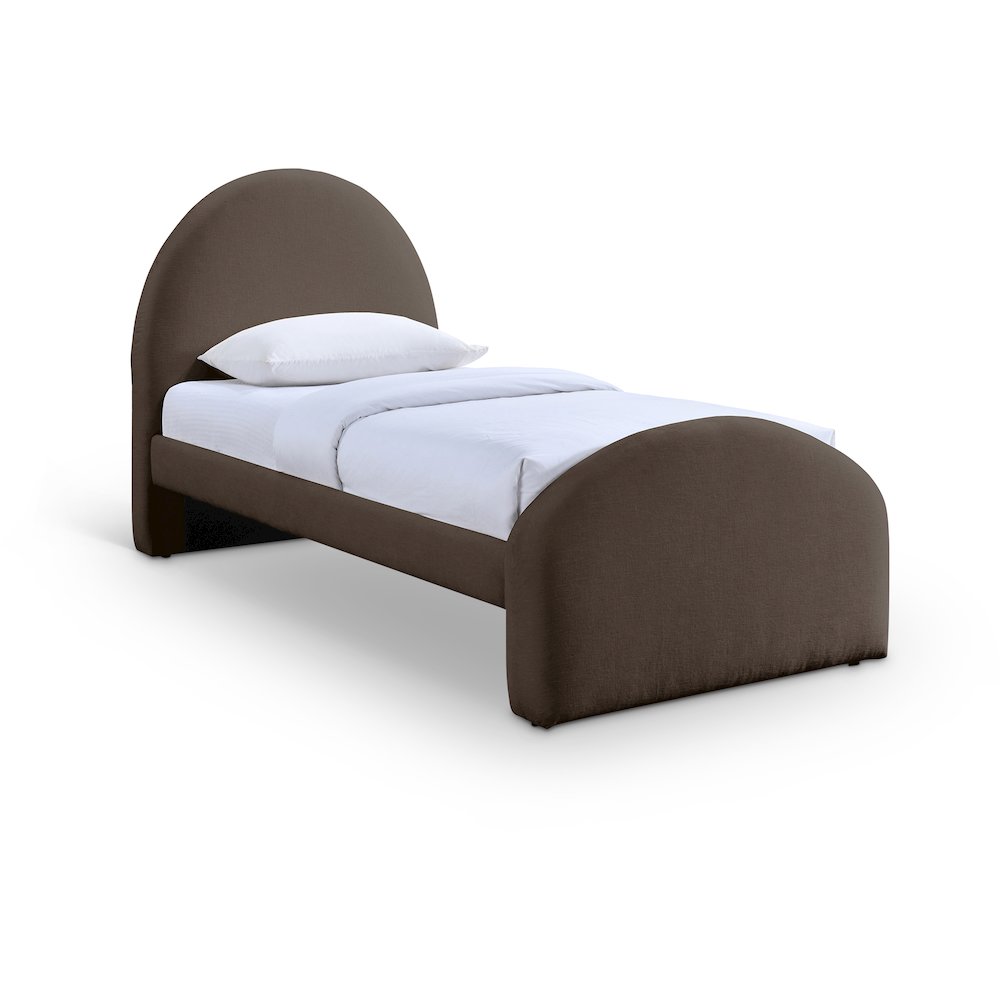 Andaz Brown Chenille Fabric Upholstered Twin Bed. Picture 1
