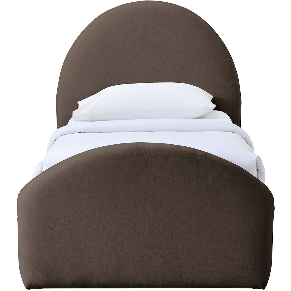 Andaz Brown Chenille Fabric Upholstered Twin Trundle Bed. Picture 2