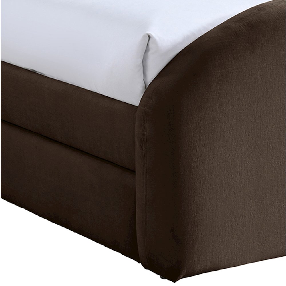 Andaz Brown Chenille Fabric Upholstered Twin Trundle Bed. Picture 4