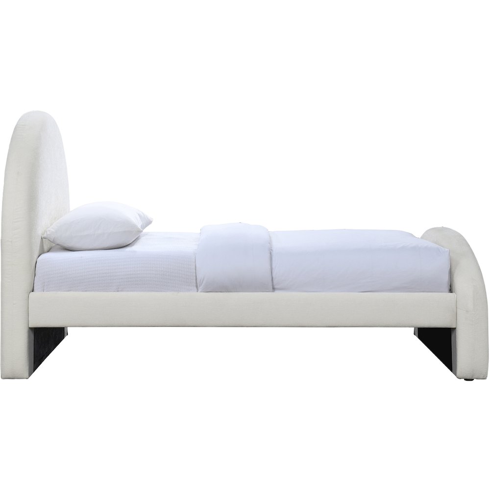 Andaz Cream Chenille Fabric Upholstered Twin Bed. Picture 8