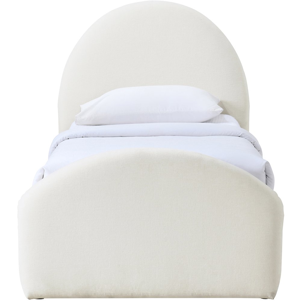 Andaz Cream Chenille Fabric Upholstered Twin Trundle Bed. Picture 2