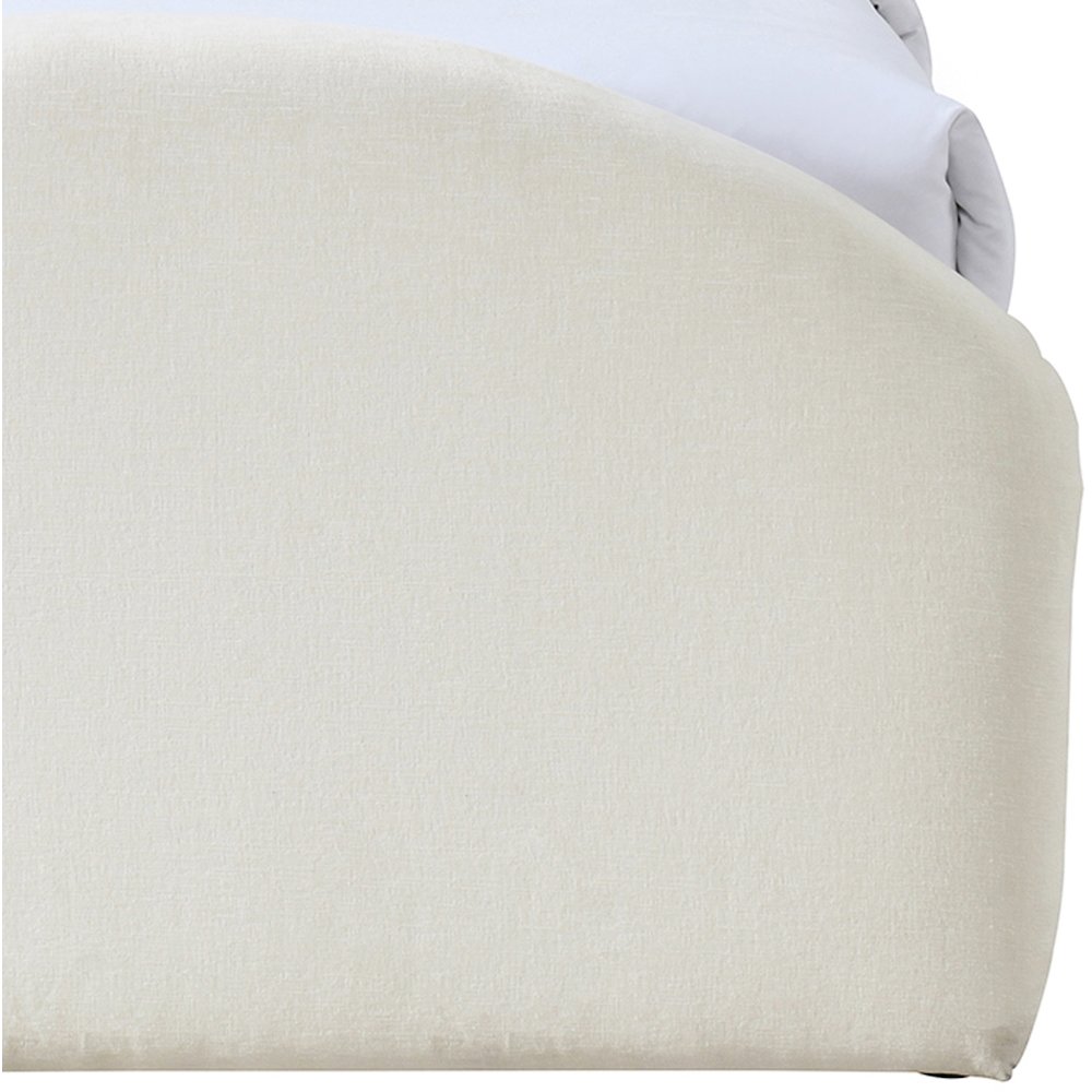 Andaz Cream Chenille Fabric Upholstered Twin Trundle Bed. Picture 5