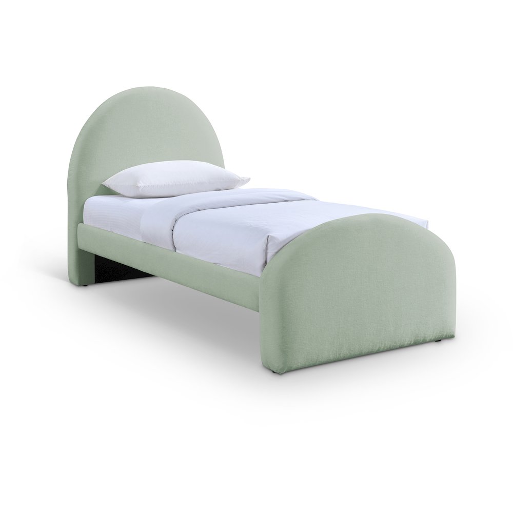 Andaz Mint Chenille Fabric Upholstered Twin Bed. Picture 1