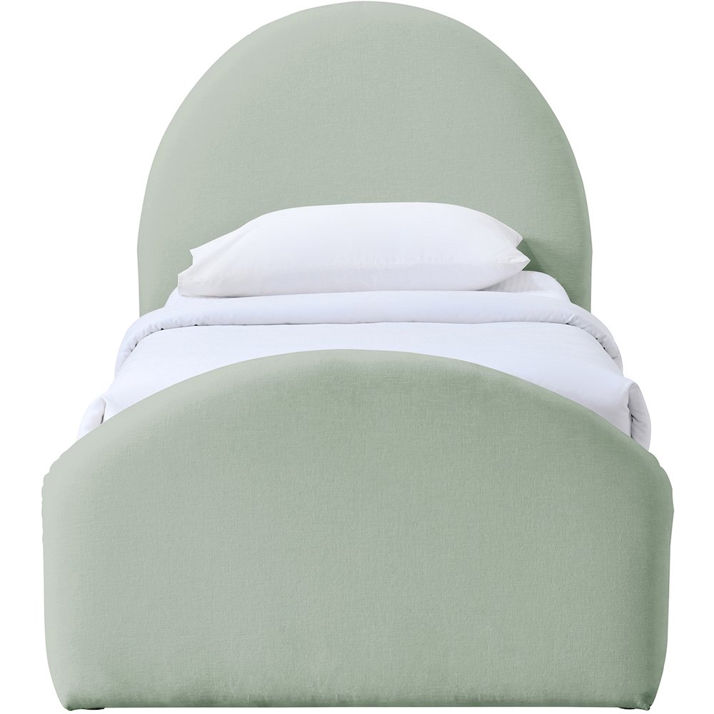 Andaz Mint Chenille Fabric Upholstered Twin Trundle Bed. Picture 2