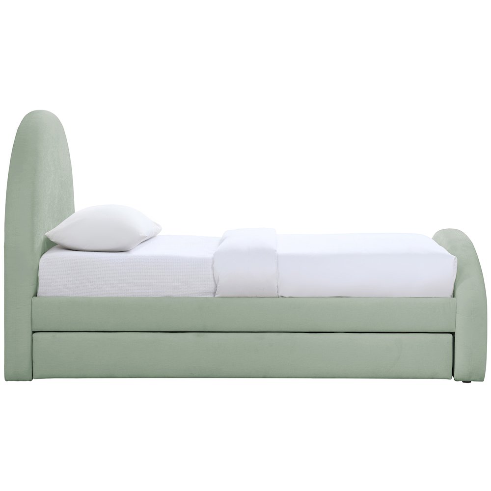 Andaz Mint Chenille Fabric Upholstered Twin Trundle Bed. Picture 8