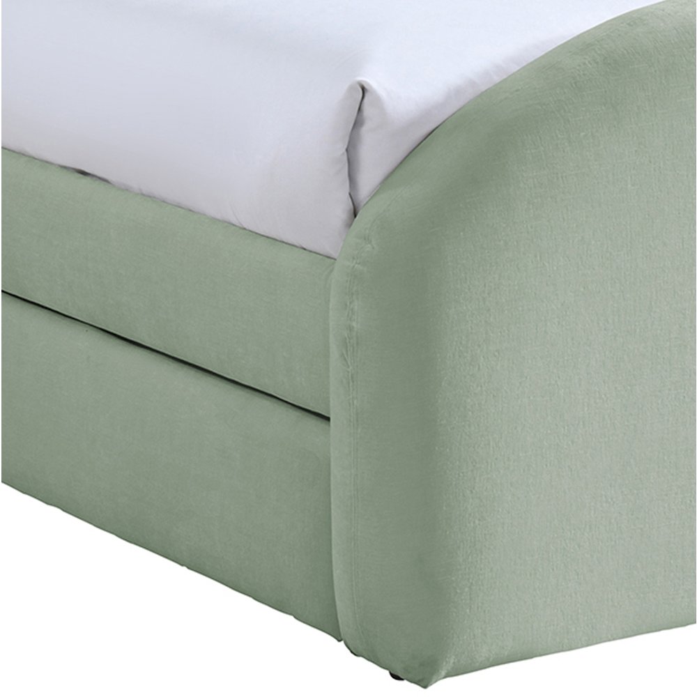 Andaz Mint Chenille Fabric Upholstered Twin Trundle Bed. Picture 4