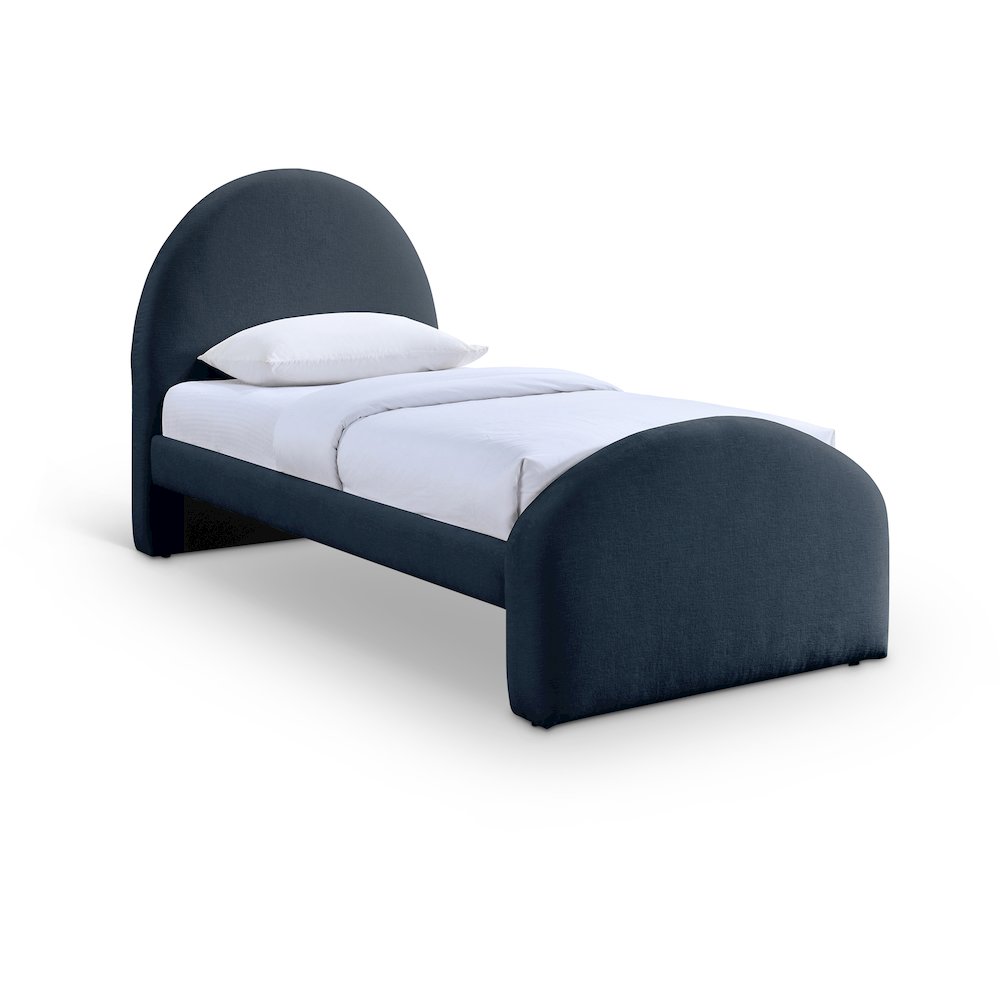 Andaz Navy Chenille Fabric Upholstered Twin Bed. Picture 1