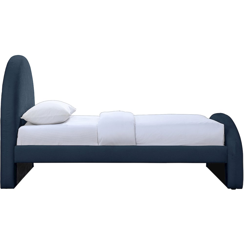 Andaz Navy Chenille Fabric Upholstered Twin Bed. Picture 8
