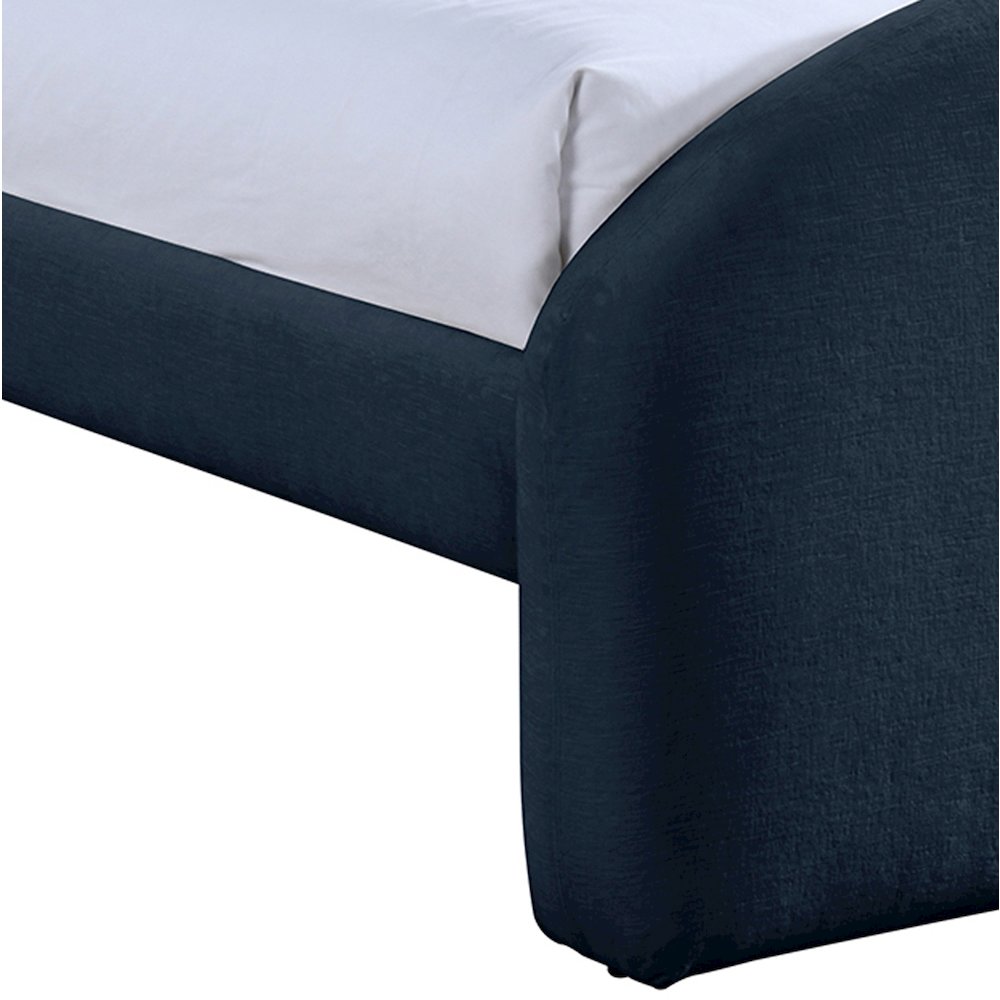 Andaz Navy Chenille Fabric Upholstered Twin Bed. Picture 4