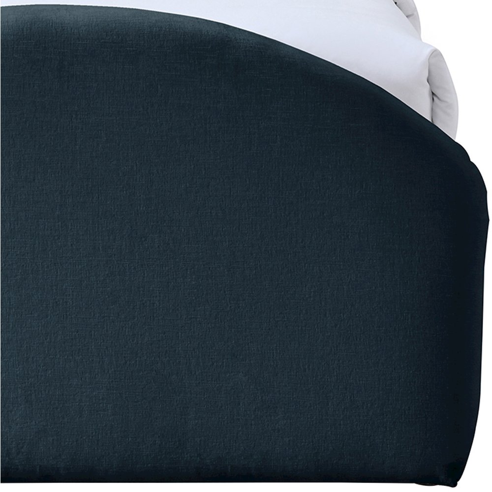 Andaz Navy Chenille Fabric Upholstered Twin Trundle Bed. Picture 5