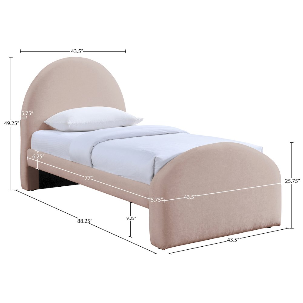 Andaz Pink Chenille Fabric Upholstered Twin Bed. Picture 9
