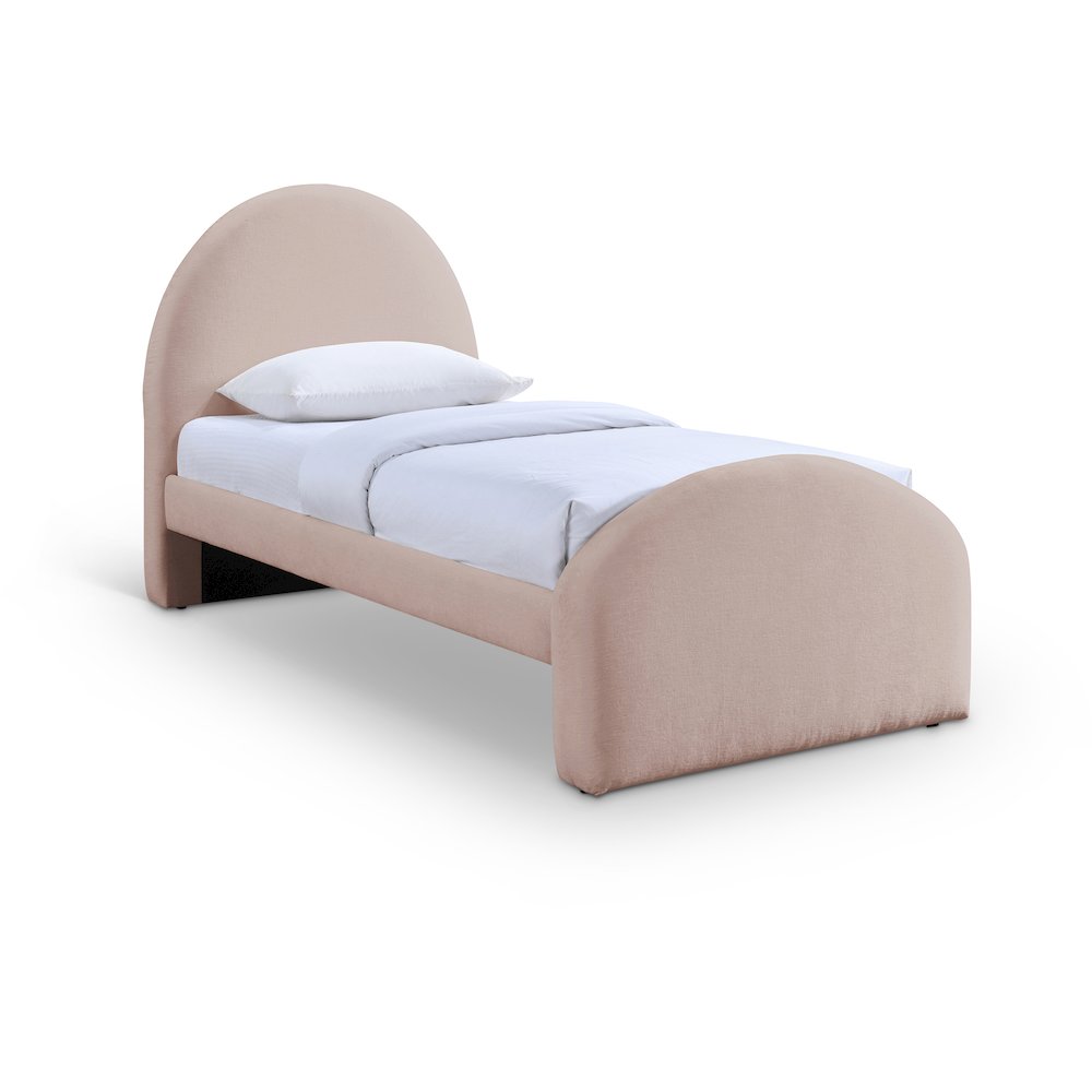 Andaz Pink Chenille Fabric Upholstered Twin Bed. Picture 1